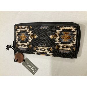 Ladies Woven Fabric Camo Blue Myra Wallet S- 5872 Western Style Zippered